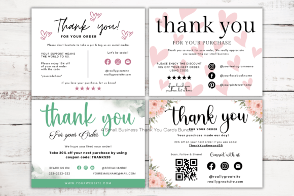4 Thank You Card Bundle Template: A Digital Solution for Every Occasion