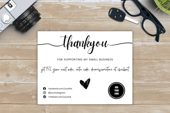 Modern Script Thank You Business Card
