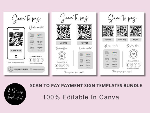 Scan to Pay Qr Code Sign Template Bundle