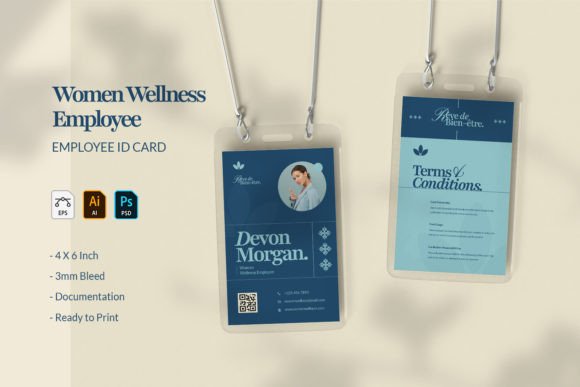 Women Wellness Employee - ID Card Design Template